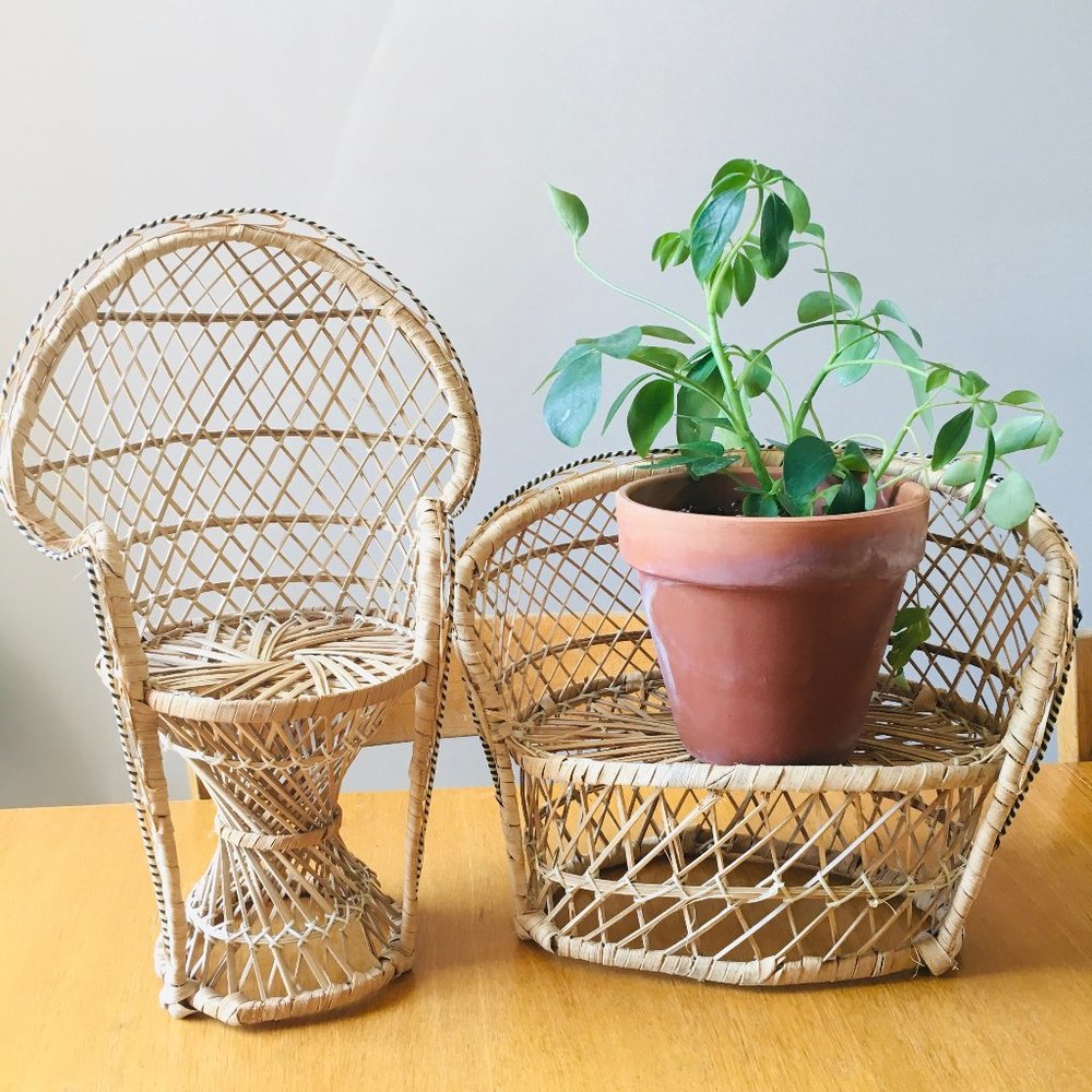 Boho Wicker Miniature Chairs
